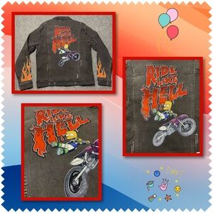 The Simpsons Black Jean Jacket with Graphic Design
